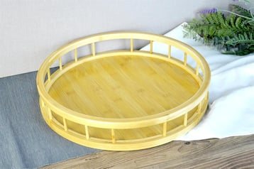 PAÇİ-BAMBU 35 CM ÇİTLİ YUVARLAK TEPSİ