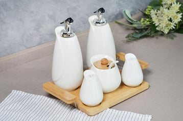 PAÇİ-NORA 5'Lİ BAMBU STANDLI MUTFAK SETİ